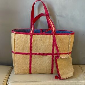 Ralph Lauren Straw Fabric lined Bag with Purse